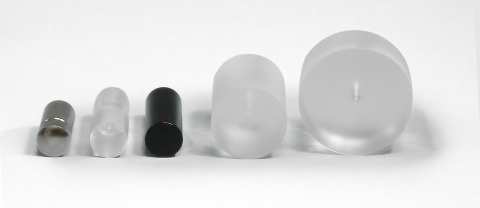 A range of hydrocolloid sample compression probes of varying dimensions and materials, including Perspex and acetate